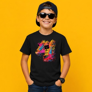 Tricou Ghete Sport Explozie Culori Neon Urban Dynamic Street Style, din bumbac 100%, tricou negru, Copii | Dama | Barbat - Img 3