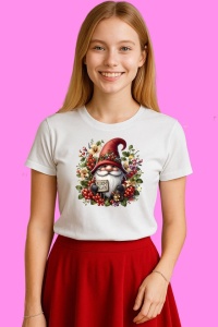 Tricou Gnome Cu Coronita De Flori, din bumbac 100%, tricou alb, Copii | Dama | Barbat - Img 3