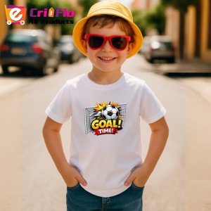 Tricou Goal Time Minge Fotbal Plasa Poarta, din bumbac 100% , tricou alb pentru Copii | Dama | Barbat - Img 4