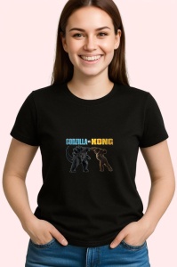 Tricou Godzilla vs Kong batalia epica dintre doua creaturi legendare, Copii | Dama | Barbat , tricou negru - Img 3