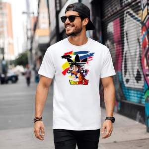 Tricou Goku Dragon Ball Z Luptator Anime Urban Graffiti, din bumbac 100% Copii | Dama | Barbat - Img 5
