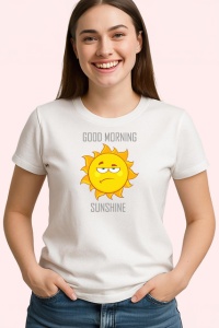 Tricou Good Morning Sunshine Soare Amuzant Zambitor, din bumbac 100% , tricou alb pentru Copii | Dama | Barbat - Img 3