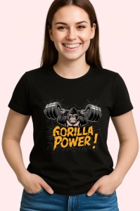 Tricou Gorilla Power Forta Primat, Copii | Dama | Barbat, culoare negru - Img 3