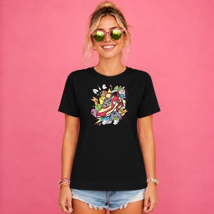Tricou Graffiti Abstract Burger Sneaker Mashup Urban Art Design, din bumbac 100%, tricou negru, Copii | Dama | Barbat - Img 2