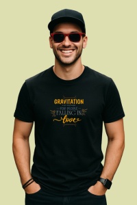 Tricou Gravitation For People Falling In Love, din bumbac 100%, tricou negru Copii | Dama | Barbat - Img 3