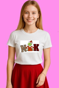 Tricou Grinch Christmas Snow Logo Gift Wrap, din bumbac 100%, tricou alb, Copii | Dama | Barbat - Img 2