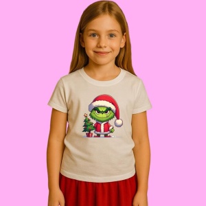 Tricou Grinch Cu Brad De Craciun, din bumbac 100%, tricou alb, Copii | Dama | Barbat - Img 2