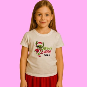 Tricou Grinch Mode On Stich, din bumbac 100%, tricou alb, Copii | Dama | Barbat - Img 2