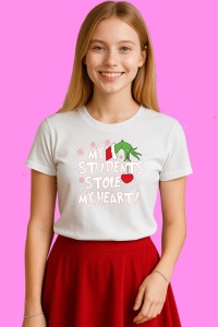 Tricou Grinch Teacher My Students Stole My Heart Digital, din bumbac 100%, tricou alb, Copii | Dama | Barbat