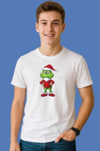 Tricou Grinch Verde Simplu In Cizme Rosii, din bumbac 100%, tricou alb, Copii | Dama | Barbat