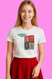Tricou Grinchmas Vibes Grinch Cindy Lou Who And Max, din bumbac 100%, tricou alb, Copii | Dama | Barbat - Img 3