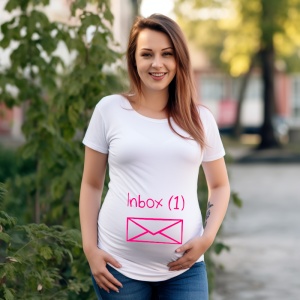 Tricou haios de dama personalizat cu Inbox 1 Sunt Gravida ! - Img 1
