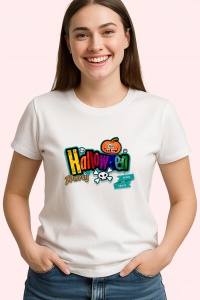 Tricou Halloween Party Trick Or Treat, din bumbac 100%, tricou alb, Dama | Barbat