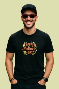 Tricou Happy Mothers Day Flori Galbene V2, din bumbac 100%, tricou negru Copii | Dama | Barbat