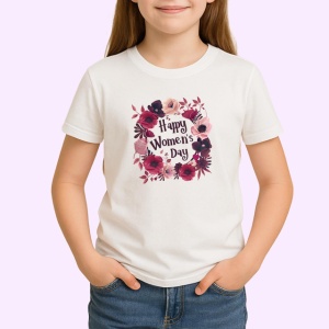 Tricou Happy Womens Day Buchet Flori V1, din bumbac 100% , tricou alb pentru Copii | Dama | Barbat