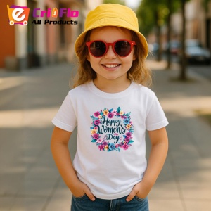 Tricou Happy Womens Day Cerc Floral V2, din bumbac 100% , tricou alb pentru Copii | Dama | Barbat - Img 5