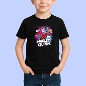Tricou Harley quinn bata fundal albastru, Copii | Dama | Barbat , tricou negru - Img 2