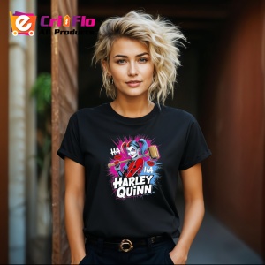 Tricou Harley quinn bata fundal albastru, Copii | Dama | Barbat , tricou negru