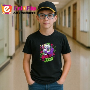 Tricou Harley si joker echipa fundal exploziv, Copii | Dama | Barbat , tricou negru