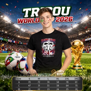 Tricou Harry Kane England World Cup Fifa 2026, din bumbac 100%, tricou negru, Copii | Dama | Barbat - Img 6