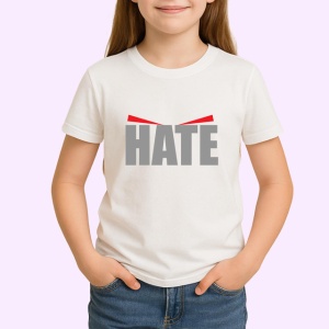 Tricou Hate Mesaj Grafic Text Alb Negru Rosu, din bumbac 100% , tricou alb pentru Copii | Dama | Barbat - Img 2