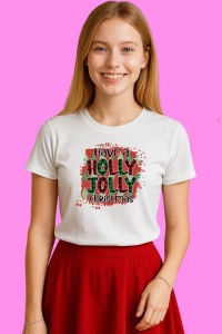 Tricou Have A Holly Jolly Christmas, din bumbac 100%, tricou alb, Copii | Dama | Barbat - Img 3