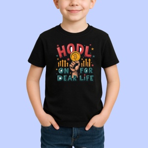 Tricou Hodl on for dear life, tine crypto cu toata viata ta, Copii | Dama | Barbat , tricou negru - Img 2