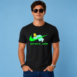 Tricou Homer Simpson Dormind Verde Just Do It Later Urban Fun, din bumbac 100%, tricou negru, Copii | Dama | Barbat - Img 2