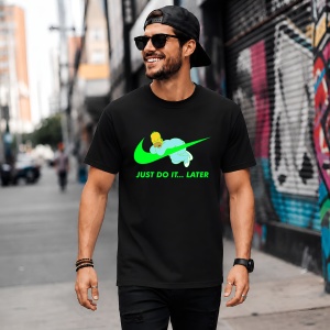 Tricou Homer Simpson Dormind Verde Just Do It Later Urban Fun, din bumbac 100%, tricou negru, Copii | Dama | Barbat - Img 5