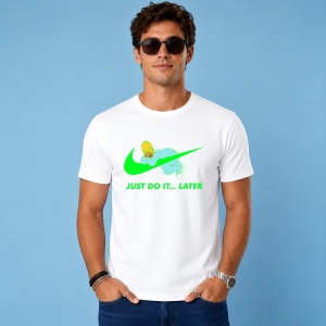 Tricou Homer Simpson Dormind Verde Just Do It Later Urban Fun, din bumbac 100% Copii | Dama | Barbat - Img 2