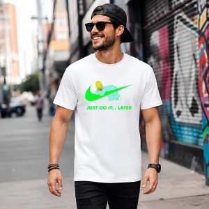 Tricou Homer Simpson Dormind Verde Just Do It Later Urban Fun, din bumbac 100% Copii | Dama | Barbat - Img 5