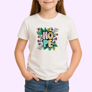 Tricou Hope Design Floral Verde Natura, din bumbac 100% , tricou alb pentru Copii | Dama | Barbat - Img 2