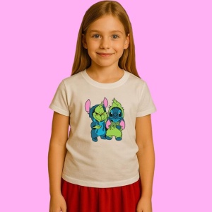 Tricou Horror Grinch And Stitch Christmas, din bumbac 100%, tricou alb, Copii | Dama | Barbat