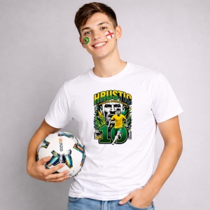 Tricou Hrustic Australia World Cup Fifa 2026, din bumbac 100%, tricou alb, Copii | Dama | Barbat