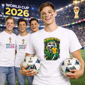 Tricou Hrustic Australia World Cup Fifa 2026, din bumbac 100%, tricou alb, Copii | Dama | Barbat - Img 7