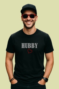 Tricou Hubby Inima Rosie Cadou Sot, din bumbac 100%, tricou negru Copii | Dama | Barbat - Img 3