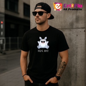 Tricou Hug Me Iepure Amuzant Zambitor, din bumbac 100%, tricou negru Copii | Dama | Barbat - Img 6