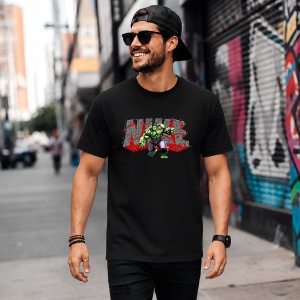 Tricou Hulk Graffiti Urban Fundal Rosu Gri, din bumbac 100%, tricou negru, Copii | Dama | Barbat - Img 5
