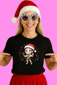Tricou Huntrix K Pop Hunters Demon Chibi Fata Cerc Zapada, din bumbac 100%, tricou negru, Copii | Dama | Barbat - Img 3