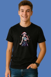Tricou Huntrix K Pop Hunters Demon Fata Outfit Elegant Craciun, din bumbac 100%, tricou negru, Copii | Dama | Barbat - Img 3