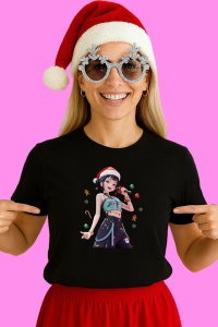 Tricou Huntrix K Pop Hunters Demon Fata Outfit Elegant Craciun, din bumbac 100%, tricou negru, Copii | Dama | Barbat - Img 2