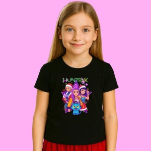 Tricou Huntrix K Pop Hunters Demon Fete Craciun Inspiratie Anime, din bumbac 100%, tricou negru, Copii | Dama | Barbat - Img 2