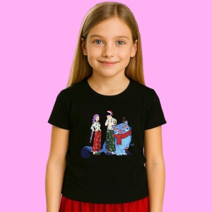 Tricou Huntrix K Pop Hunters Demon Personaje Cu Pisica Si Spiridus, din bumbac 100%, tricou negru, Copii | Dama | Barbat