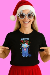 Tricou Huntrix K Pop Hunters Demon Pisica Poster Vertical Text, din bumbac 100%, tricou negru, Copii | Dama | Barbat - Img 3