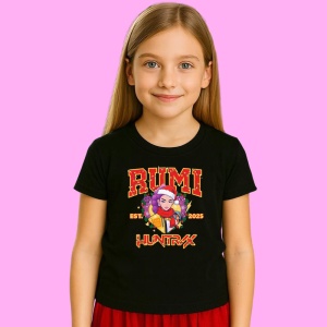 Tricou Huntrix K Pop Hunters Demon Rumi Character Design Craciun, din bumbac 100%, tricou negru, Copii | Dama | Barbat