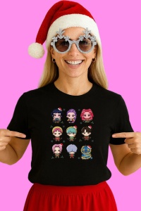 Tricou Huntrix K Pop Hunters Demon Set Capete Chibi Personaje Multiple, din bumbac 100%, tricou negru, Copii | Dama | Barbat - Img 3