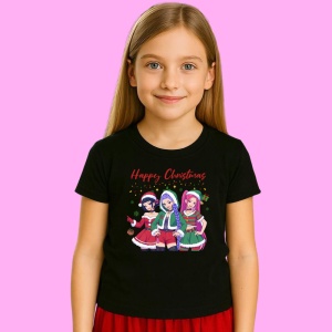 Tricou Huntrix K Pop Hunters Demon Trio Fete Merry Christmas, din bumbac 100%, tricou negru, Copii | Dama | Barbat - Img 2