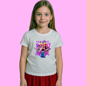 Tricou Huntrix K Pop Hunters Demon Trio Fete Rock Cu Chitara, din bumbac 100%, tricou alb, Copii | Dama | Barbat - Img 2