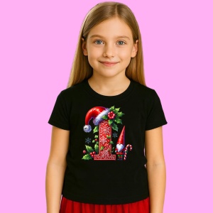 Tricou I Litere Craciun Cu Spiridus Si Caciula Mos, din bumbac 100% Copii | Dama | Barbat