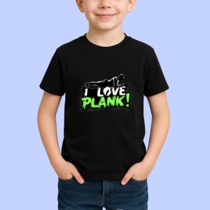 Tricou I Love Plank Exercitiu Fitness, Copii | Dama | Barbat, culoare negru - Img 3